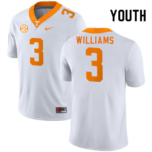 Youth #3 Dee Williams Tennessee Volunteers College Football Jerseys Stitched Sale-White